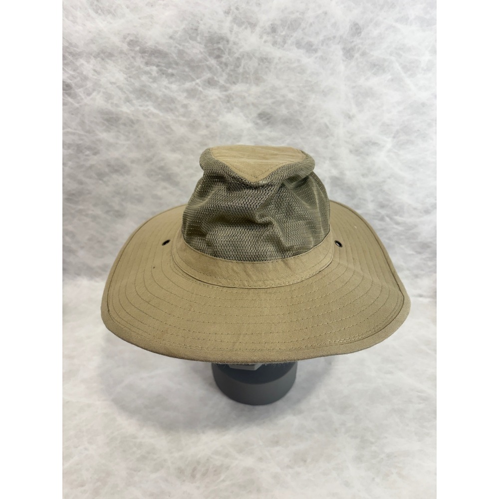 Jacobson Hat Co Khaki Tan Mesh Crown Sun Hat Wide Brim Hiking Fishing OSFM